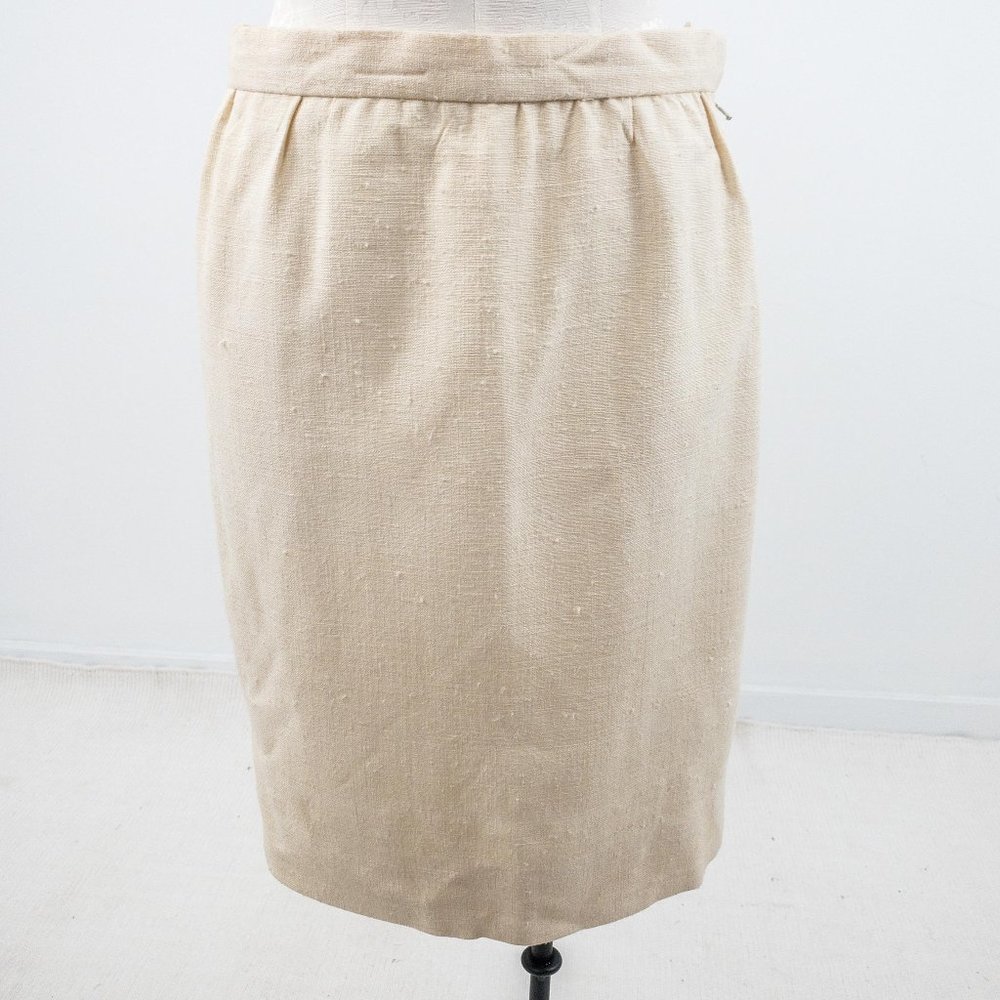 Givenchy M Silk Pencil Knee-Length Skirt Cream